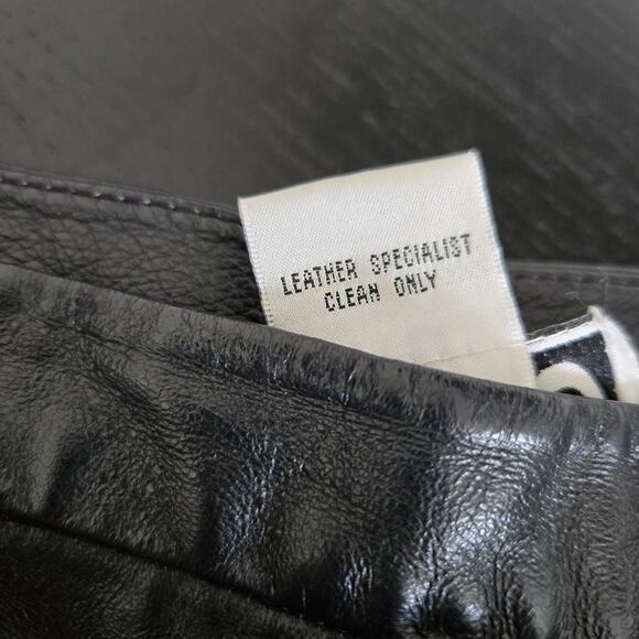 Vintage Punk Rock Leather Pants Clio Black High Rise Straight Leg Women 6 - Picture 9 of 10